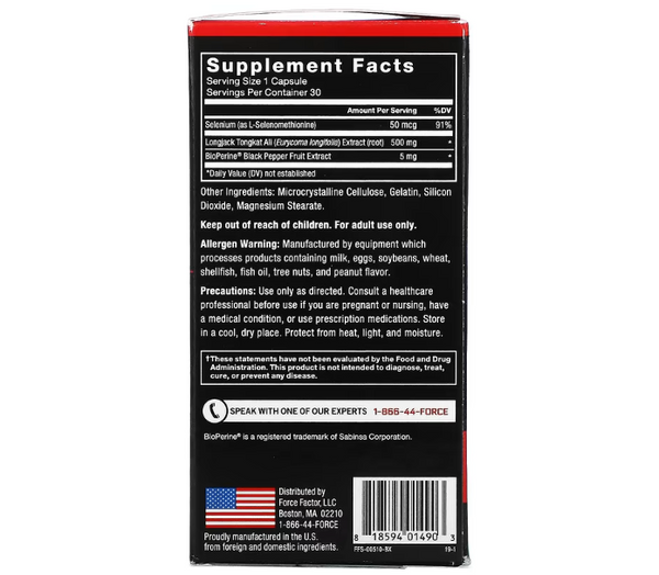 Force Factor Tongkat Ali 500 mgs Supplement Warfare