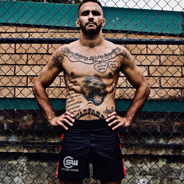 Supplement Warfare MMA / K1 Fight Shorts Black & Red Camo