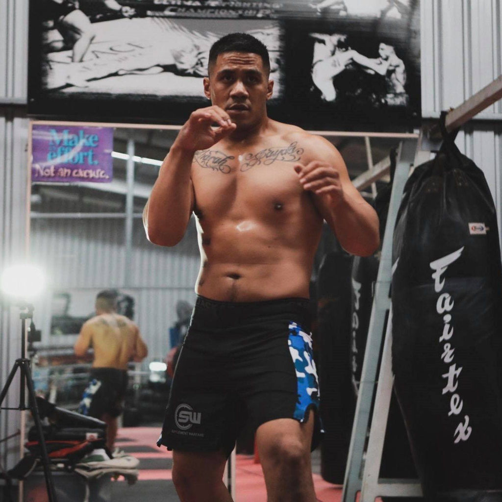 Supplement Warfare Fight Shorts Black & Blue Camo